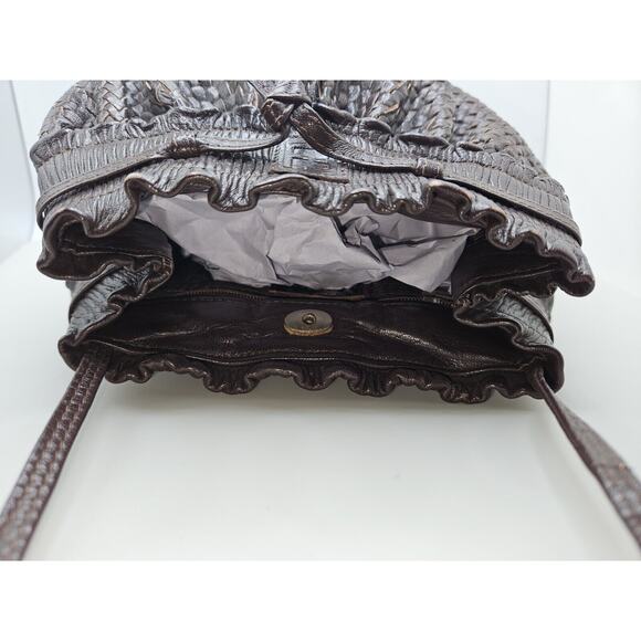 Fendi Shoulder Bag Brown Leather Vintage Braided Pochette Mini Draws 7x5 - Picture 13 of 16